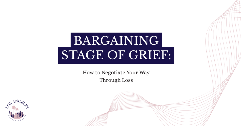 Slide title: Bargaining Stage of Grief with subtitle 'How to Negotiate Your Way Through Loss'; LA logo bottom-left.