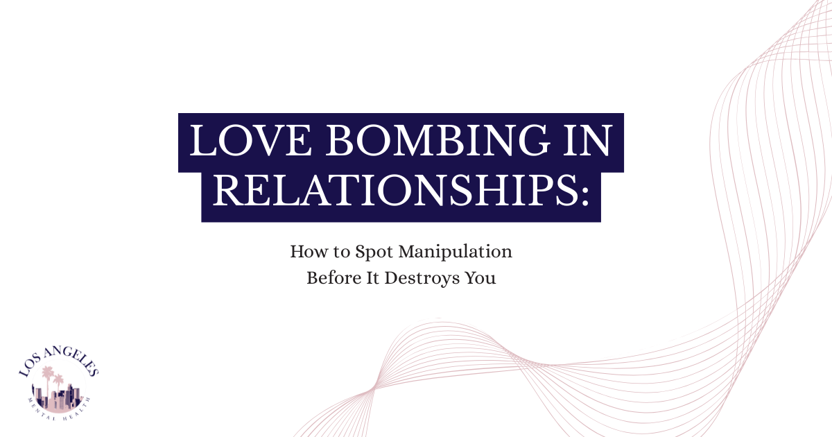 Title slide: 'Love Bombing in Relationships' with subtitle 'How to Spot Manipulation Before It Destroys You'; logo bottom-left.